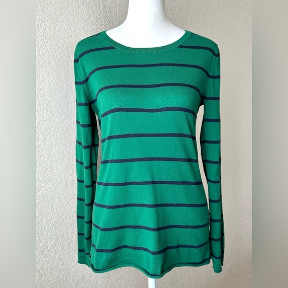 Banana Republic Sweaters - Banana Republic Green Navy Striped Cotton Sweater | Size S
